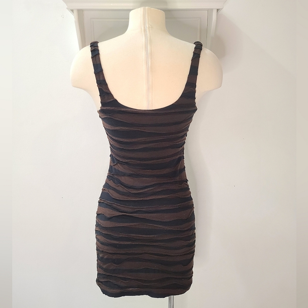Free People Bodycon Mini Dress Downtown Date Black/Brown XS BohoChic Mobwife - Picture 2 of 12